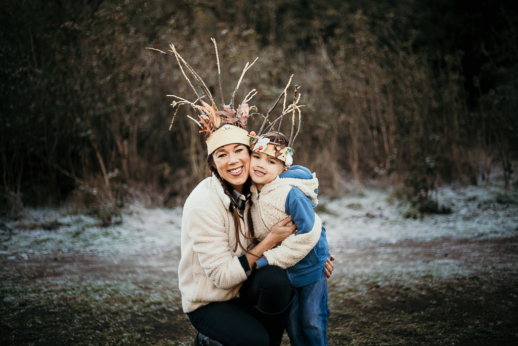 mother and son matching nature crowns