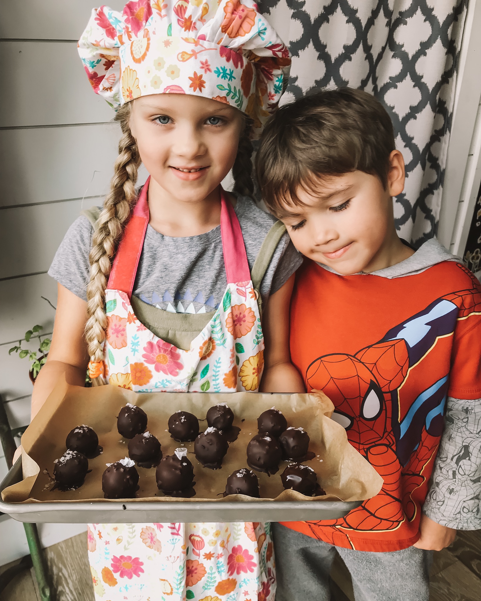 Stormy and Everly Admiring their homemade twix balls