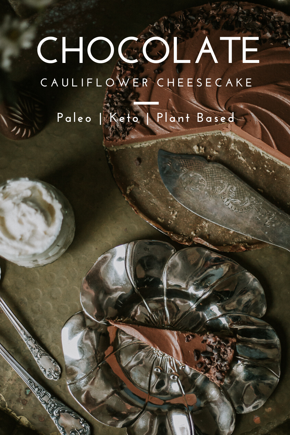 Chocolate Cauliflower Cheesecake Pinterest Image